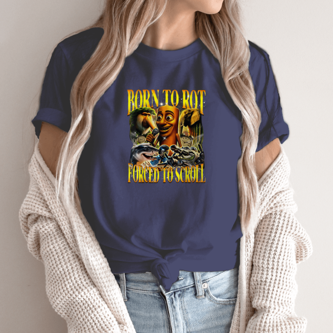 Unisex marškinėliai su spauda „Born To Rot Forced To Scroll“ - Image 12