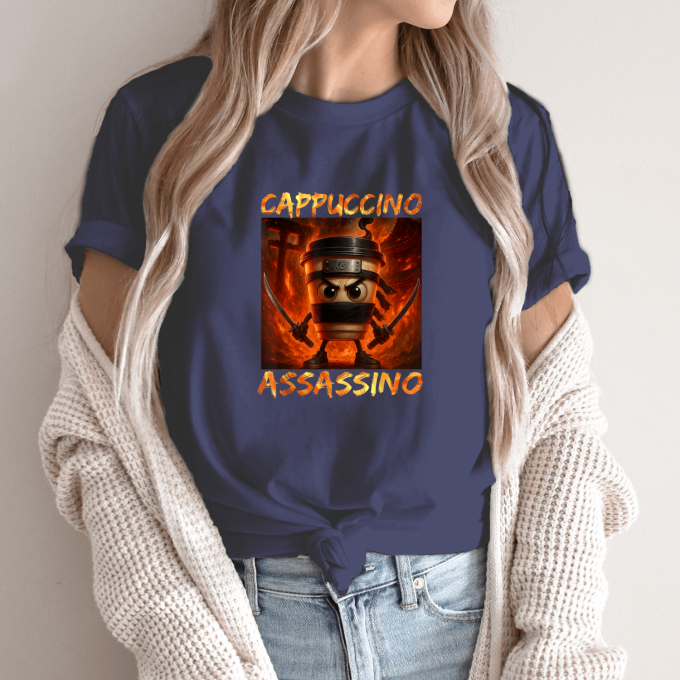 Unisex marškinėliai su spauda „Cappuccino Assassino Ugninis nindzė“ - Image 12
