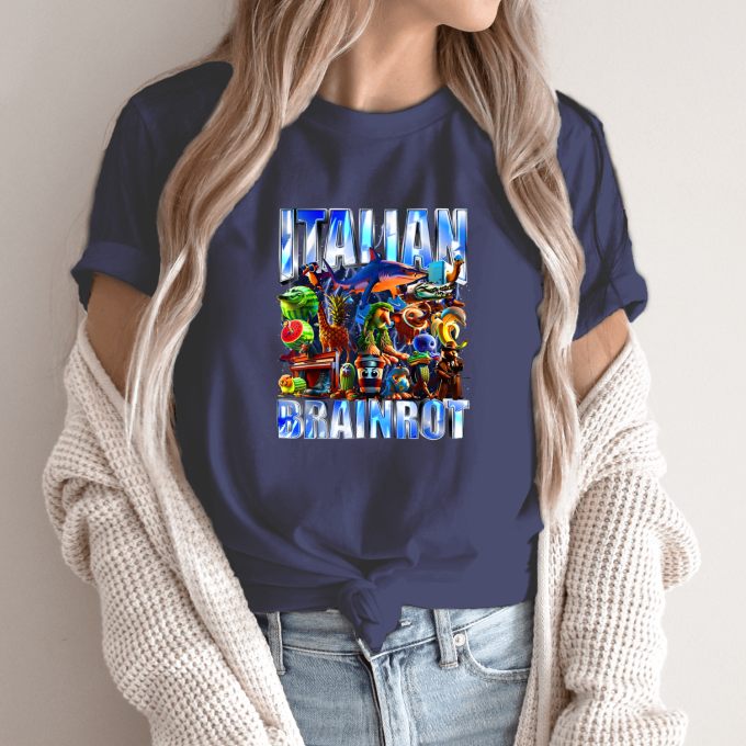 Unisex marškinėliai su spauda „Italian Brainrot Tropikų beprotybė“ - Image 12