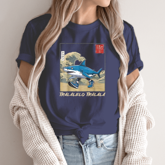 Unisex marškinėliai su spauda „Tralalelo Tralala banga“ - Image 12
