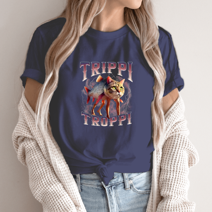Unisex marškinėliai su spauda „Trippi Troppi katėžys“ - Image 12