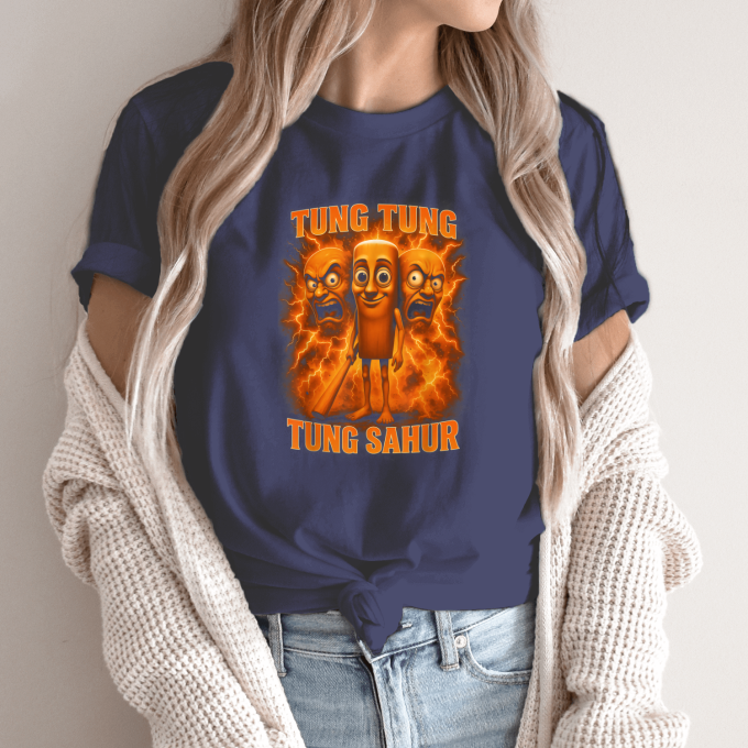 Unisex marškinėliai su spauda „Tung Tung Tung Sahur Pykčio sprogimas“ - Image 10