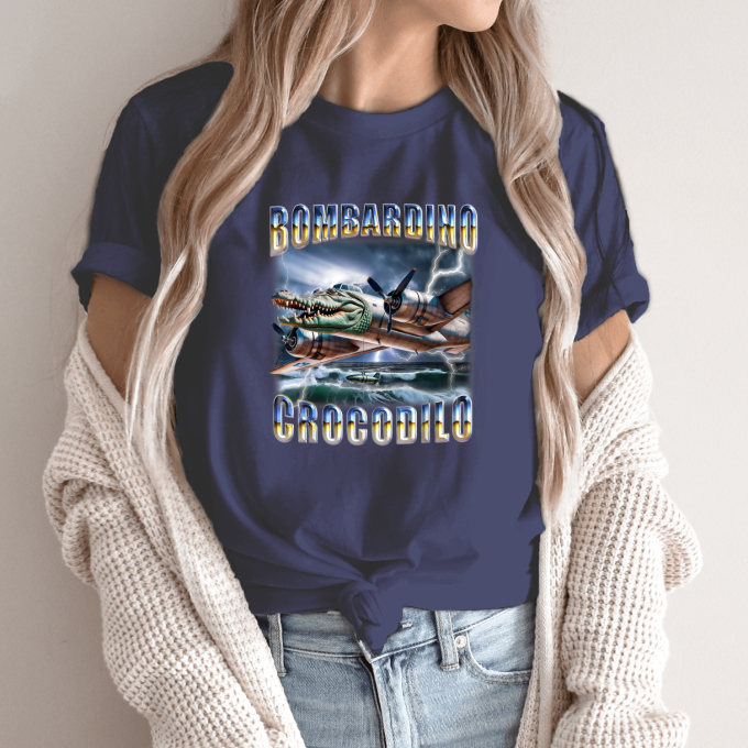 Unisex marškinėliai su spauda „Bombardino Crocodilo Žaibo“ - Image 12