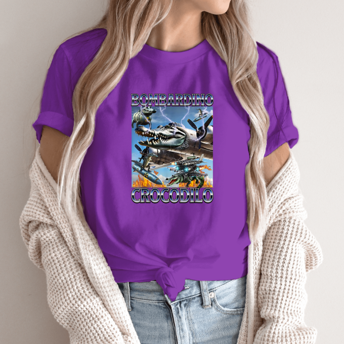 Unisex marškinėliai su spauda „Bombardino Crocodilo agresivus“ - Image 11