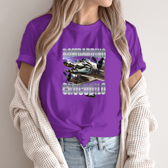 Unisex marškinėliai su spauda „Bombardiro Crocodilo Skrendantis monstras“ - Image 11