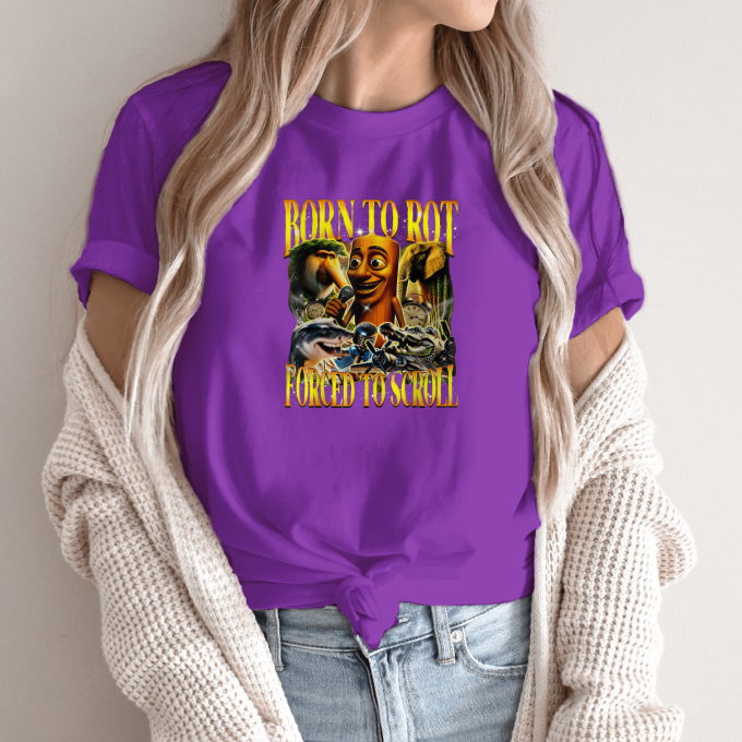 Unisex marškinėliai su spauda „Born To Rot Forced To Scroll“ - Image 13