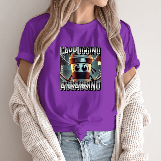 Unisex marškinėliai su spauda „Cappuccino Assassino Coffee“ - Image 11