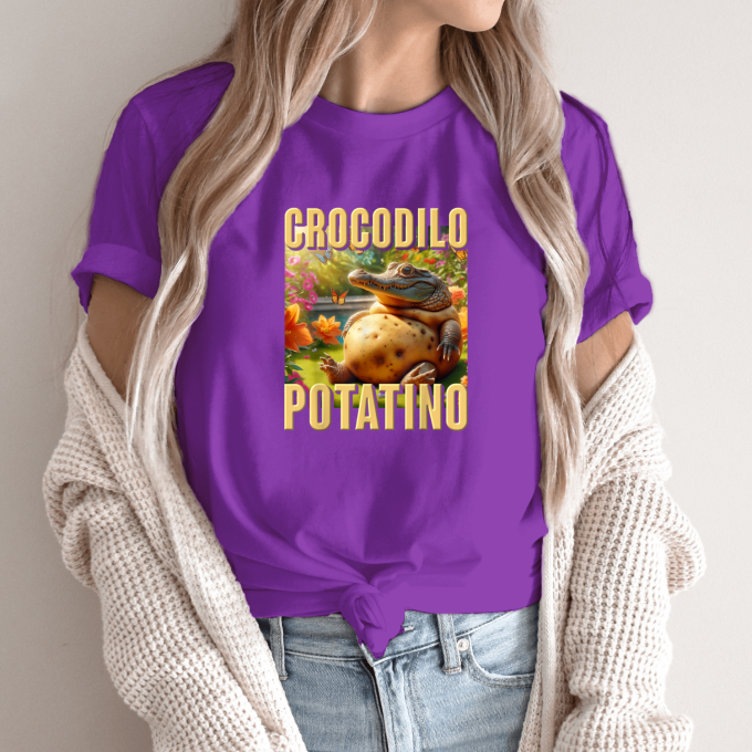 Unisex marškinėliai su spauda „Crocodilo Potatino“ - Image 11