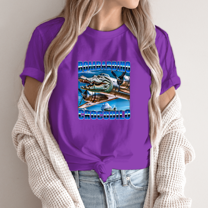 Unisex marškinėliai su spauda „Bombardino Crocodilo Dangaus“ - Image 11
