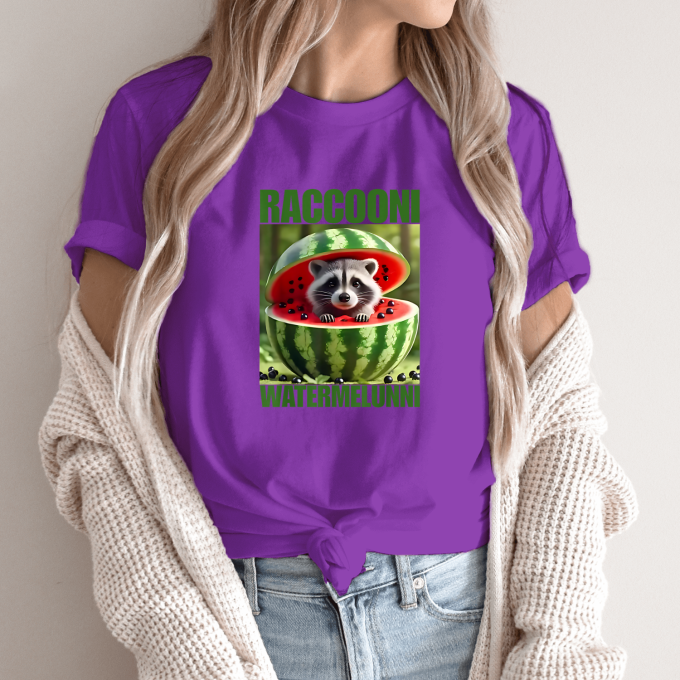 Unisex marškinėliai su spauda „Raccooni Watermelunni“ - Image 10