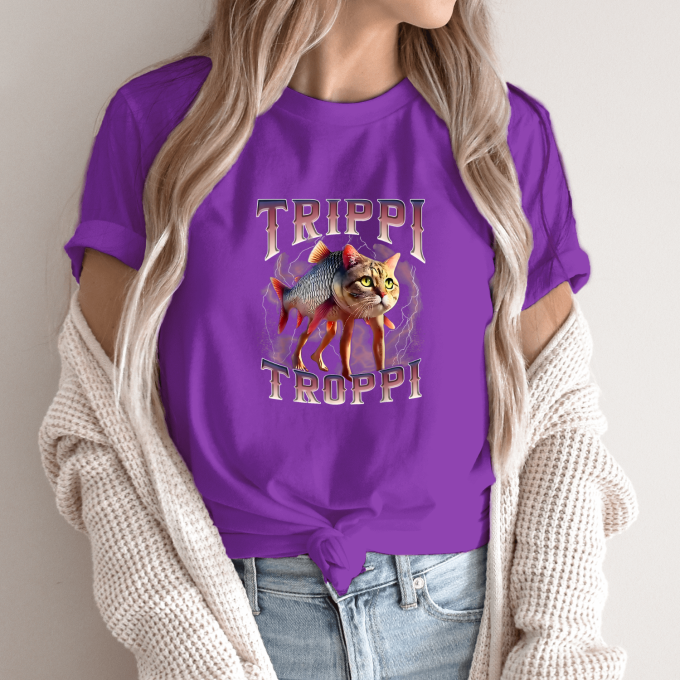 Unisex marškinėliai su spauda „Trippi Troppi katėžys“ - Image 11