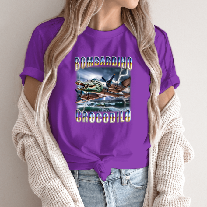 Unisex marškinėliai su spauda „Bombardino Crocodilo Žaibo“ - Image 11