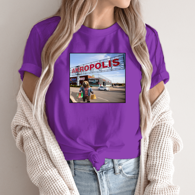 Unisex marškinėliai su spauda „Meška apsipirko Akropolyje“ - Image 11