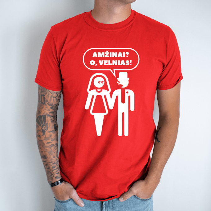 Unisex marškinėliai su spauda „Amžinai? O, velnias!“ - Image 7