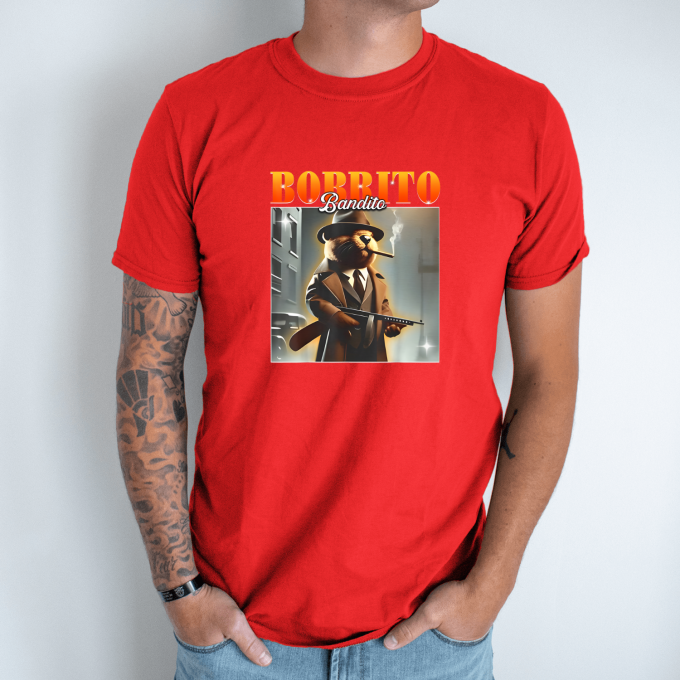 Unisex marškinėliai su spauda „Bobrito Bandito“ - Image 6