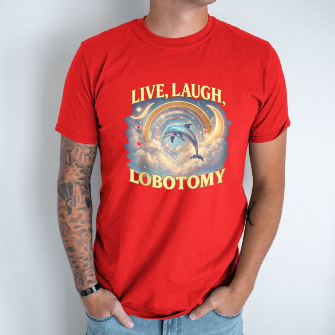 Unisex marškinėliai su spauda „Live Laugh Lobotomy“ - Image 7