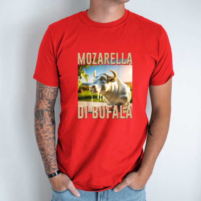Unisex marškinėliai su spauda „Mozarella Di Bufala“ - Image 5