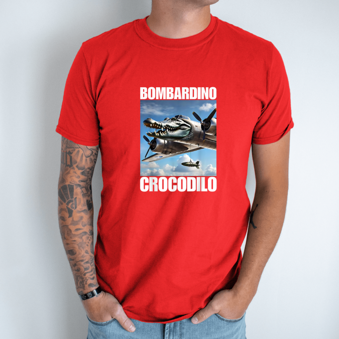 Unisex marškinėliai su spauda „Bombardino Crocodilo“ - Image 5