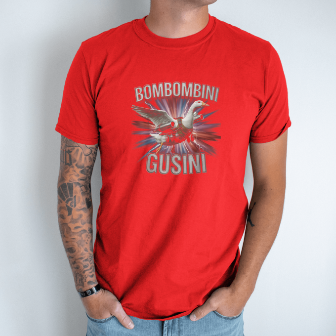 Unisex marškinėliai su spauda „Bombombini Gusini reaktyvas“ - Image 7