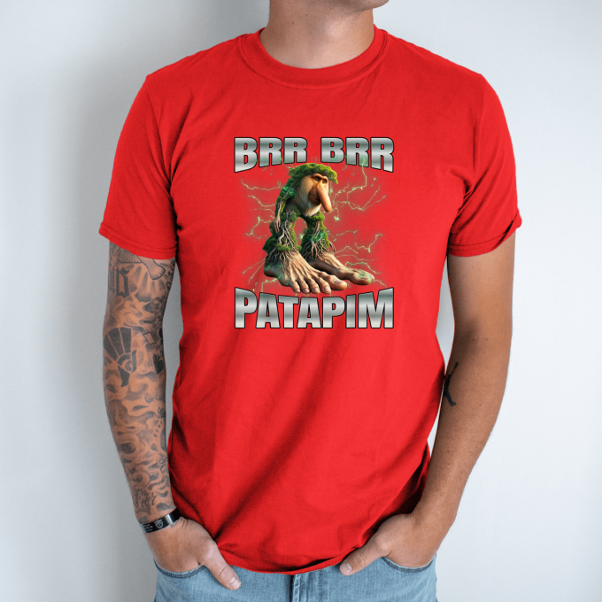 Unisex marškinėliai su spauda „Brr Brr Patapim žalias įkrovimas“ - Image 7