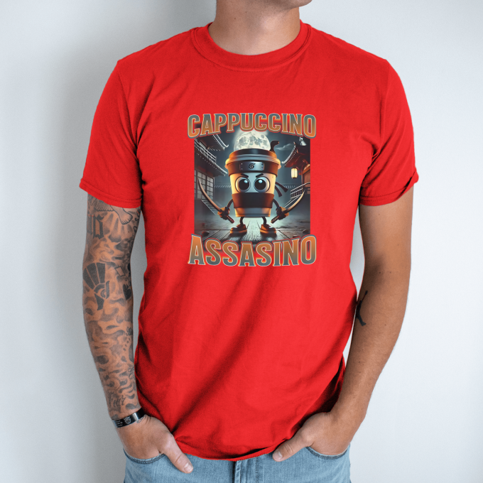 Unisex marškinėliai su spauda „Cappuccino Assassino“ - Image 7