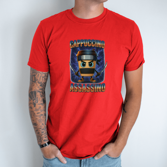 Unisex marškinėliai su spauda „Cappuccino Assassino Žaibo karys“ - Image 7