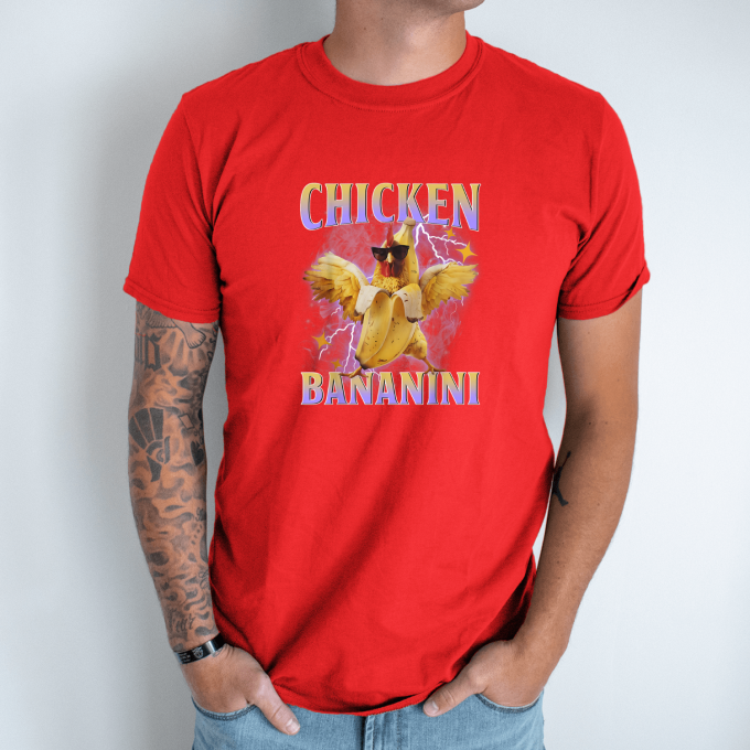 Unisex marškinėliai su spauda „Chicken Bananini“ - Image 7