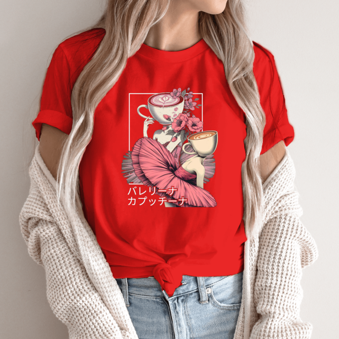 Unisex marškinėliai su spauda „Gėlėta Ballerina Cappuccina“ - Image 3