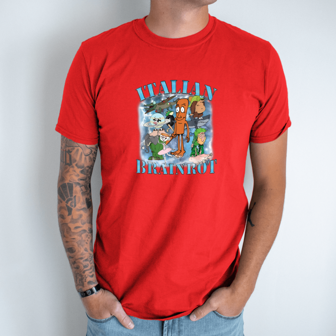 Unisex marškinėliai su spauda „Italian Brainrot Animacinė Vizija“ - Image 5