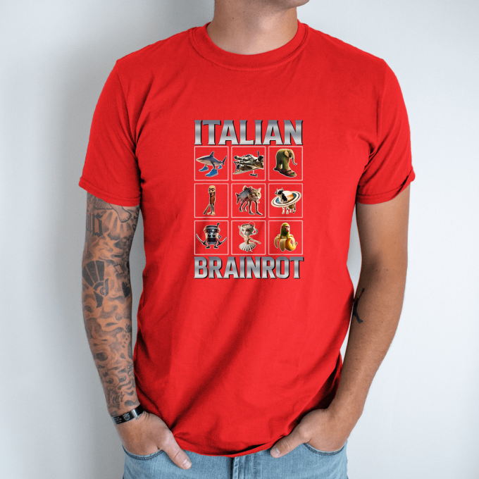 Unisex marškinėliai su spauda „Italian Brainrot Devyni kvadratai“ - Image 5