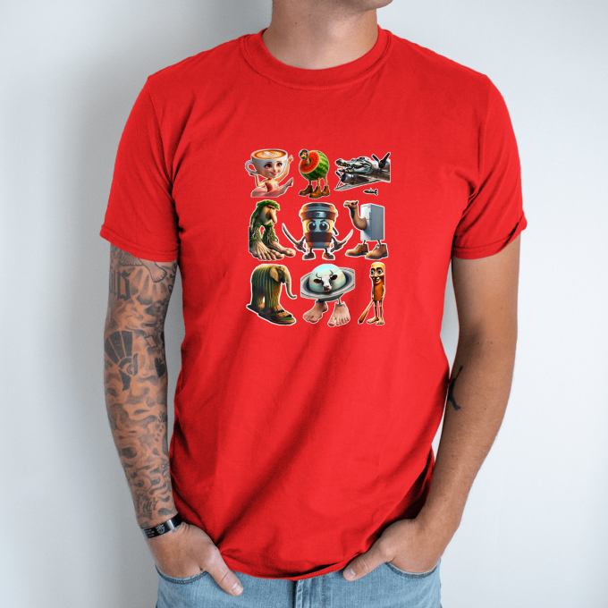 Unisex marškinėliai su spauda „Italian Brainrot Lipdukų pakas“ - Image 6