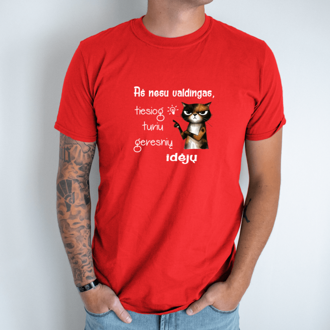 Unisex marškinėliai su spauda „Aš nesu valdingas“ - Image 3