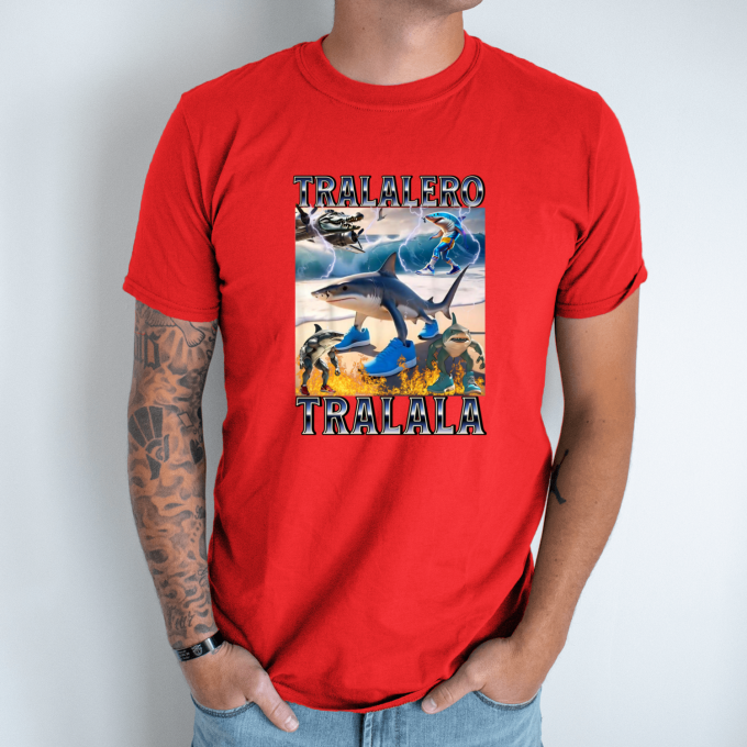 Unisex marškinėliai su spauda „Tralalero Tralala chaosas“ - Image 3