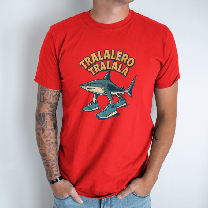 Unisex marškinėliai su spauda „Tralalero Tralala minimal“ - Image 7