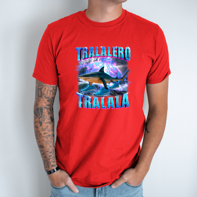 Unisex marškinėliai su spauda „Tralalero Tralala žaibas“ - Image 7