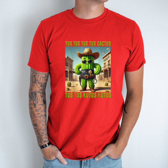 Unisex marškinėliai su spauda „Tus Tus Cactus Tus Kutus“ - Image 7