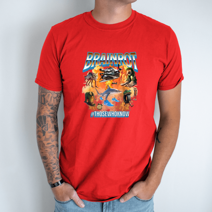 Unisex marškinėliai su spauda „Italian Brainrot Liepsnojantis“ - Image 6