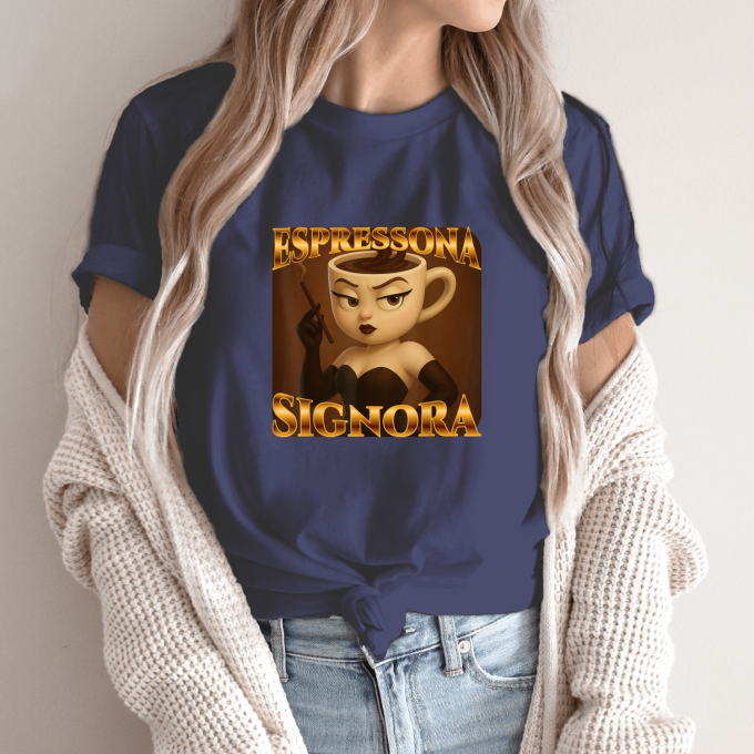 Unisex marškinėliai su spauda „Espressona Signora“ - Image 4