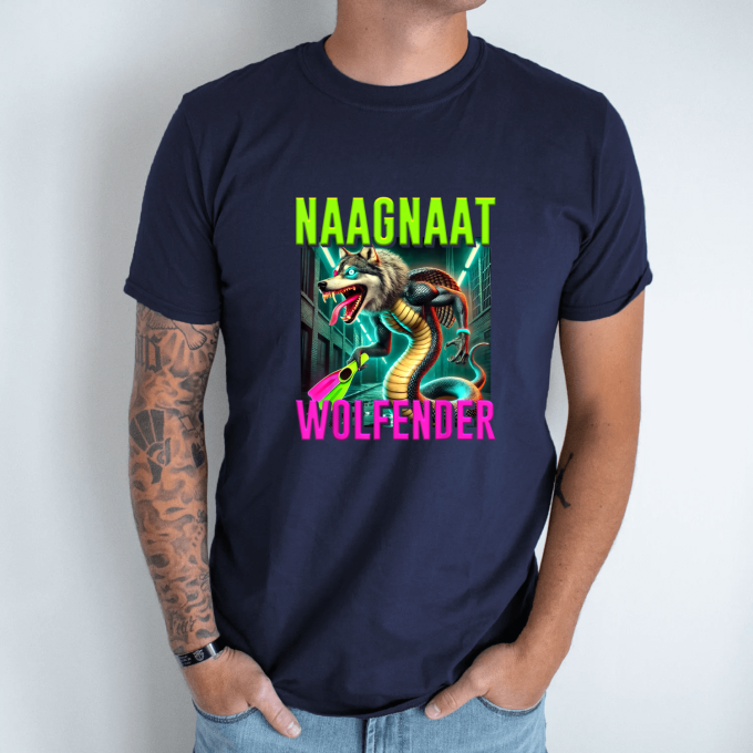 Unisex marškinėliai su spauda „Naagnaat Wolfender“