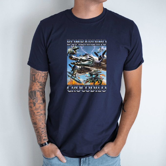 Unisex marškinėliai su spauda „Bombardino Crocodilo agresivus“ - Image 6