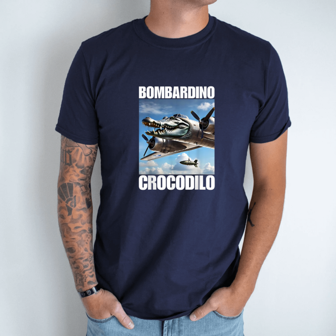 Unisex marškinėliai su spauda „Bombardino Crocodilo“
