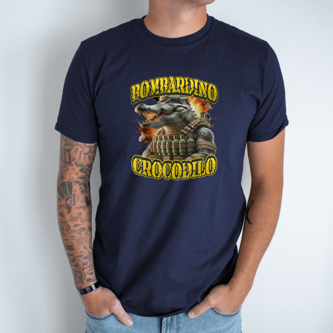 Unisex marškinėliai su spauda „Bombardino Crocodilo Granatų komandosas“ - Image 8