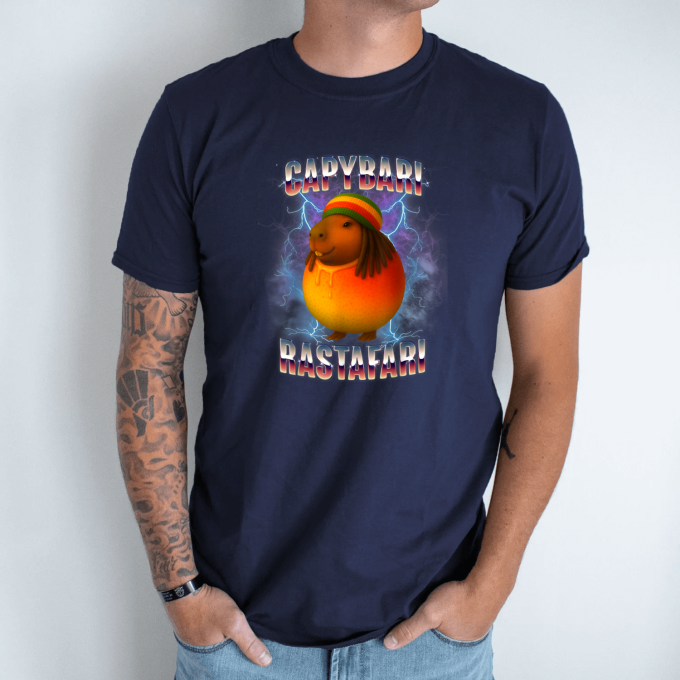 Unisex marškinėliai su spauda „Capybari Rastafari“