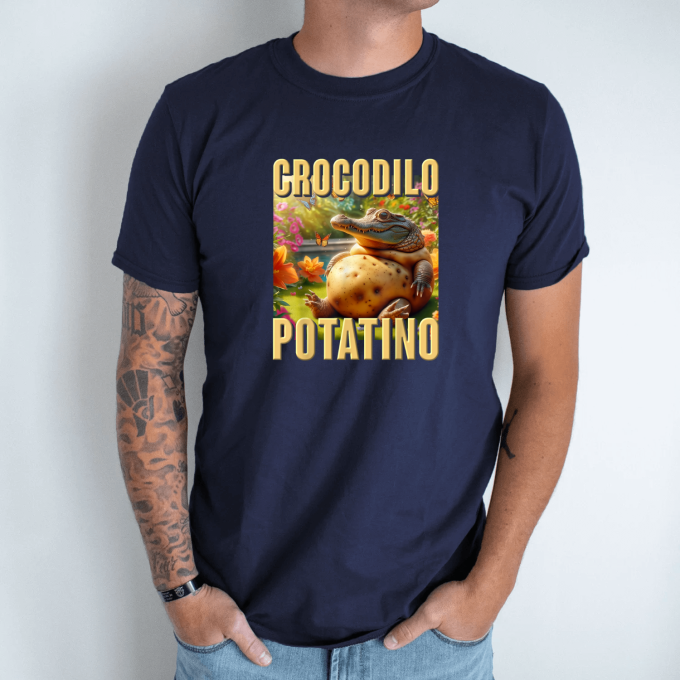 Unisex marškinėliai su spauda „Crocodilo Potatino“