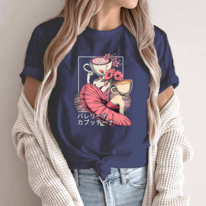 Unisex marškinėliai su spauda „Gėlėta Ballerina Cappuccina“ - Image 5
