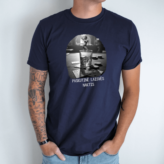 Unisex marškinėliai su spauda „Paskutinė laisvės naktis“ - Image 6