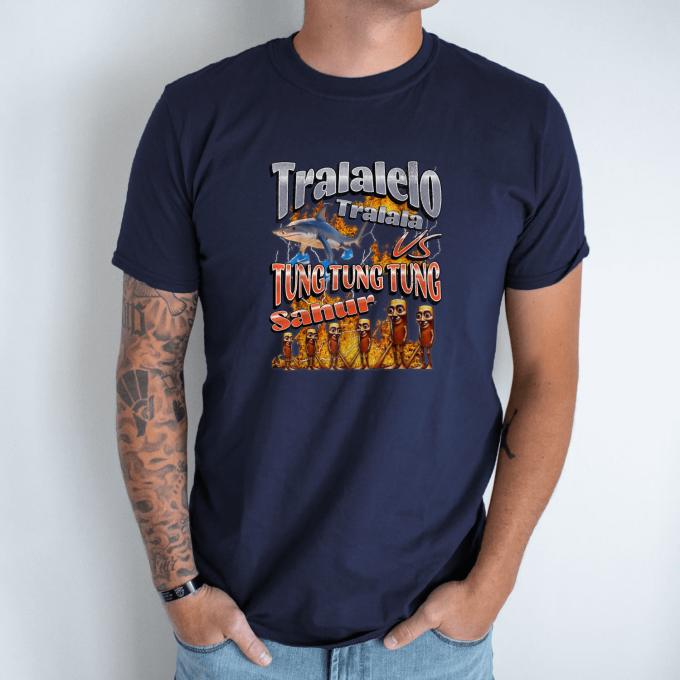 Unisex marškinėliai su spauda „Tralalelo VS Tung Sahur“
