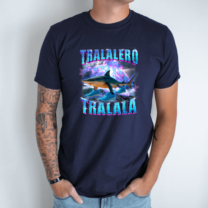 Unisex marškinėliai su spauda „Tralalero Tralala žaibas“