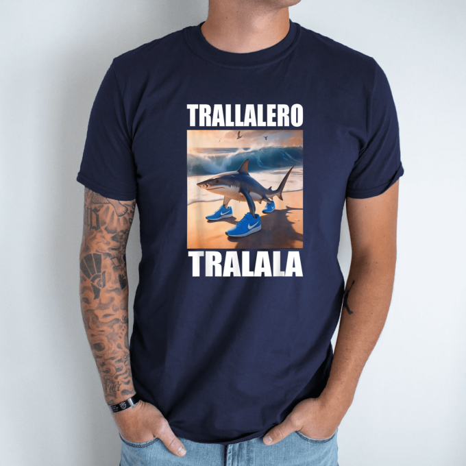 Unisex marškinėliai su spauda „Tralalero Tralala papludimys“