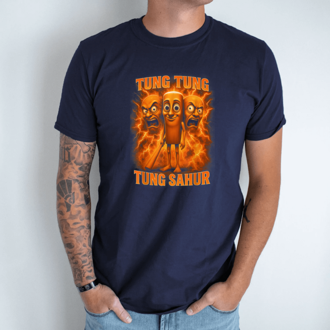 Unisex marškinėliai su spauda „Tung Tung Tung Sahur Pykčio sprogimas“